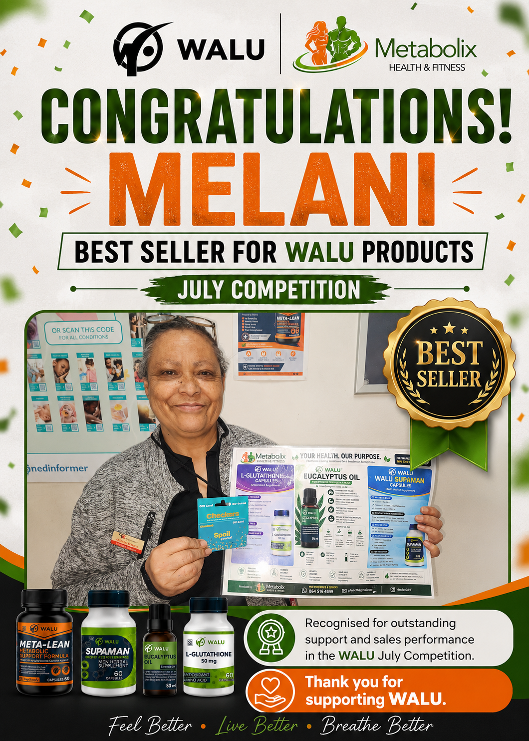 Winner of best seller for July competition at The Local choice Park